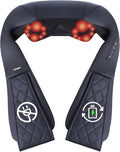 Rechargeable Neck Massager With Heat - Shiatsu Back And Neck Massager, Cordless Portable Kneading Shoulder Massage Shawl For Pain Relief Deep Tissue Christmas Gifts For Dad Mom Friends