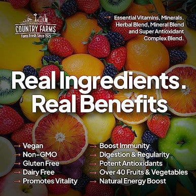 Country Farms Liquid Multivitamin Vitamins And Minerals For Immune Support And Energy Herbal Blend Vegan Multivitamin For Women And Men Gluten Tropical Fruit Flavor 32 Fl Oz