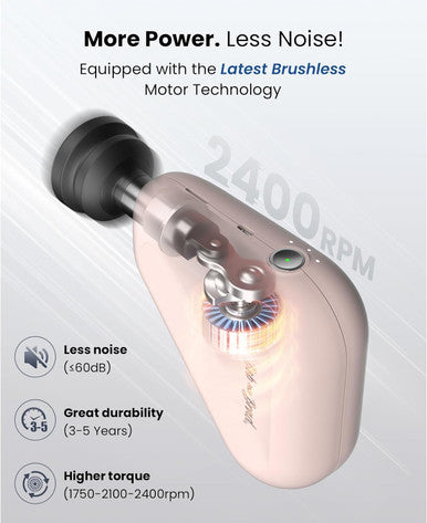 Bob And Brad Air 2 Mini Massage Gun 12Mm Amplitude With 4800 Mah Battery, Portable Deep Tissue Percussion Muscle Massage Gun With Type-C Charging For Muscle Pain Relief, Pink, Fsa And Hsa Eligible