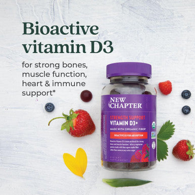 New Chapter Organic Vitamin D3+ Gummies 72% Less Sugar 1,000 Iu Usda Organic Vitamin D One Daily Gummy For Strong Bones and Muscle Function Non-Gmo Gluten Free Mixed Berry Flavored 60 Count