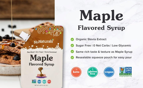 NuNaturals Pourable Maple Caramel Chocolate Stevia Syrup SugarFree Syrup 6.6oz 3 Pack (MultiPack)