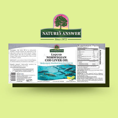 Nature'S Answer Cod Liver Oil Liquid Supplement 16-Fluid Ounces | Promotes a Healthy Heart & Brain | Cognitive and Cardiovascular Support | Great Tasting (Pack of 1)