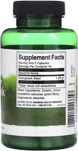 Swanson Full Specturm Fenugreek Seed - Herbal Supplement - (610 Milligrams 90 Capsules)