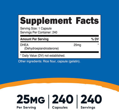 Nutricost Dhea 25Mg, 240 Capsules - Gluten Free, Soy Free, Non-Gmo, Supplement