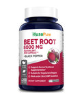 NusaPure Beet Root 8,000mg Equivalent per caps (Vegan, Non-GMO, Extract 20:1 & Gluten-Free) with Black . 200 Veggie caps