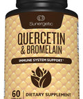 Sunergetic Premium Quercetin & Bromelain Supplement Powerful Quercetin Bromelain Complex To Help Support Immune System & Seasonal Support Quercetin 1000Mg Per Serving 60 Capsules