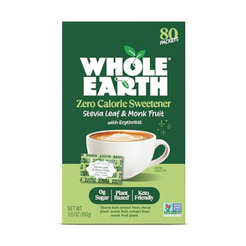 Whole Earth Stevia and Monk Fruit Plant-Based Sweetener, 9.8 Ounce Jar