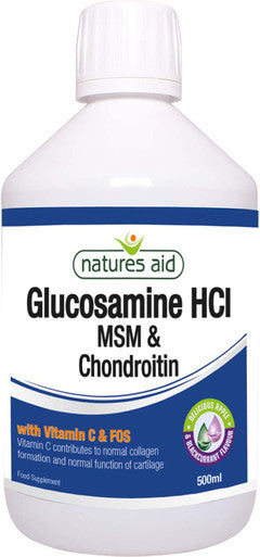 Natures Aid Glucosamine MSM and Chondroitin Liquid with Vitamin C Apple and Blackcurrant Flavour 500 ml