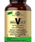 Solgar Formula Vm-75 60 Vegetable Capsules - Multivitamin With Chelated Minerals - Vitamin A B6 B12 C D E - Biotin Magnesium Calcium Iron Zinc - Vegan Gluten Free Dairy Free - 60 Servings