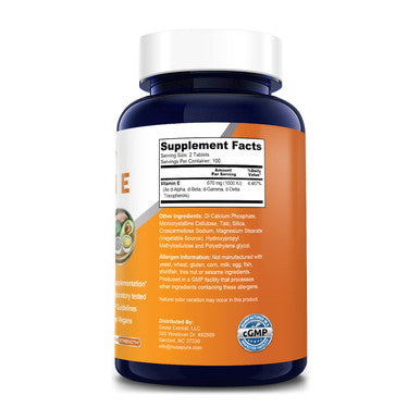 Vitamin E 1000 IU 200 Tablets (Non-GMO & Gluten-Free) - Mixed Tocopherols