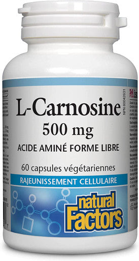 Natural Factors LCarnosine 500 mg Supports Healthy Aging Muscle and Brain Function Dietary Supplement 60 capsules 60 servings
