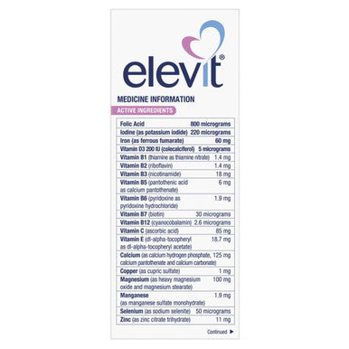 Elevit Pregnancy Multivitamin With Iodine 100 Tablets (100 Days)-Made In Germany-Imported From New Zealand