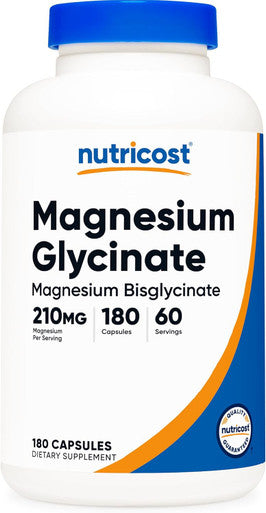 Nutricost Magnesium Glycinate Capsules (180 Capsules, 210 Mg Magnesium Glycinate Per Serving) - Magnesium Glycinate Supplement For Gentle Absorption