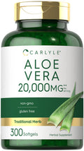 Carlyle Aloe Vera Softgels 20,000Mg | 300 Count | Aloe Vera Gel Supplement | Non-Gmo, Gluten Free