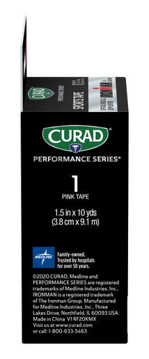 Curad CURIM5024H Performance Series Ironman Sport Tape Pink with White Ironman Logo 1.5" x 10 Yards Size