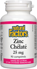 Natural Factors Zinc Chelate 25mg Support for Healthy Skin Immune Function 90 Tablets