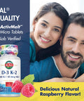 Kal 1000 Iu D-3 & K2 Tablets, Raspberry, 60 Count (Pack of 1)