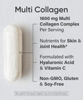 Multi Collagen Pills Type I II III V X Hydrolyzed Collagen Peptides with Hyaluronic Acid Vitamin C Contains 5 Types of Food Based Collagen NonGMO Verified Gluten