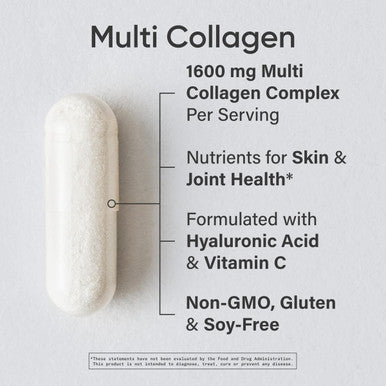 Multi Collagen Pills Type I II III V X Hydrolyzed Collagen Peptides with Hyaluronic Acid Vitamin C Contains 5 Types of Food Based Collagen NonGMO Verified Gluten