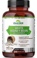 Zazzee White Kidney Bean 10:1 Extract, 18,000 Mg Strength, 200 Vegan Capsules, Over 2 Month Supply, Standardized And Concentrated