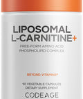 Codeage Liposomal L Carnitine+ Supplement 500 mg LCarnitine L-Tartrate per Serving - -Form Amino Acid Carnitine Liposomal Delivery Vegan Non GMO Gluten 90 Capsules