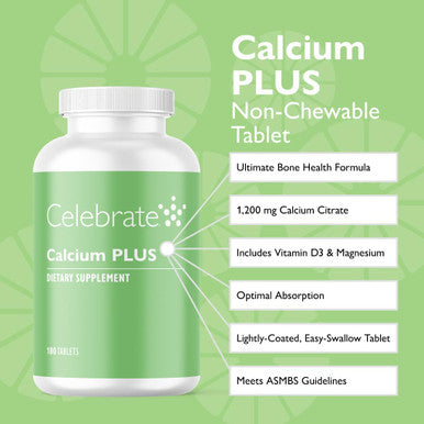 Celebrate Vitamins Calcium Plus ÃƒÂ¢Ã¢â€šÂ¬Ã¢â‚¬Å“ 600Mg Calcium Citrate, 600 Iu Vitamin D3 & 50Mg Magnesium For Post Bariatric Surgery - Gluten- & Sugar- - 540 Non-Chewable Tablets