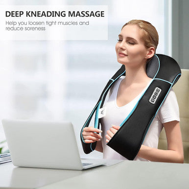 Magicmakers Neck Massager With Heat - Electric Shiatsu Deep Kneading Back Massage For Neck Pain, Shoulder, Waist, Relax For Her/Him/Women/Men/Dad/Mom/Christmas/Mothers Day/Fathers Gifts