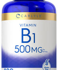 Carlyle Vitamin B1 500Mg (Thiamine) | 200 Vegetarian Caplets | Non-Gmo And Gluten Free Supplement