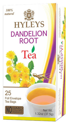 Hyleys Dandelion Root & Green Tea with Milk Thistle and Licorice Root - Herbal Detox Blend - 25 Tea Bags