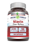 Amazing Formulas Niacin(Vitamin B3) 250 Mg 180 Capsules Supplement | Non-Gmo | Gluten Free | Made In Usa