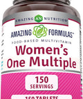 Amazing Nutrition Formulas Multivitamin Food Based Tablets | Perfect Blend of Vitamins Minerals 25 Million CFU probiotics (Women's One Multiple 150 Count)