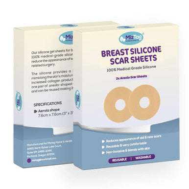 Areola Silicone Scar Sheets For Surgical Scars From Breast Reduction, Augmentation, Lift Or Post Mastectomy - 2 Pack -Reusable And Comfortable Under Post Op Bra