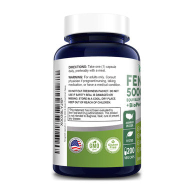 NusaPure Fenugreek Capsules | 5000mg | 200 Veggie Caps | Non-GMO & Extract