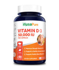 NusaPure Vitamin D3 50,000 IU 180 Veggie Capsules (Non-GMO & Gluten-Free)