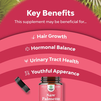 Natures Craft Extra Strength Saw Palmetto for Women - DHT Blocker Thickening Hair Vitamins for Hair Loss for Women - 500mg Pure Saw Palmetto Capsules with Stronger Thicker Faster Hair Growth Vitamins for Women