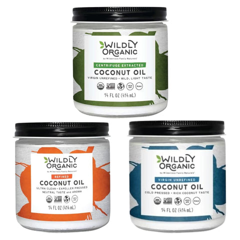 Wildly Organic Virgin Unrefined Cold Pressed Coconut Oil 14 Fl Oz - Organic, Raw, Non-GMO, Vegan, Pet-Safe, Rich Coconut Flavor/Aroma - Perfect for Skin, Hair, Cooking, & Baking - BPA-Free Container