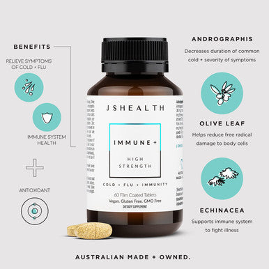 JSHealth Vitamins Immune + Immunity Booster Supplement With Zinc Vitamin C Ecea And Olive Leaf Antioxidants (60 Tablets)