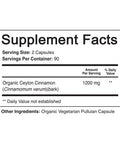 NutriFlair Organic Ceylon Cinnamon Supplement 1200mg 180 Count Pack of 1