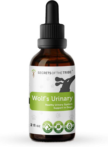 Secrets of the Tribe Wolf's Urinary Alcohol-Free Extract, Tincture, Glycerite Uva Ursi, Marshmallow, Echinacea, Cranberry, Couch Grass. Healthy Urinary System Support in Dogs (2 Fl Oz)