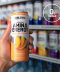 Optimum Nutrition Amino Energy Drink + Electrolytes For Hydration - Sugar Free Amino Acids Bcaa Keto Friendly Sparkling Drink - Peach Bellini Pack Of 12 (Packaging May Vary)