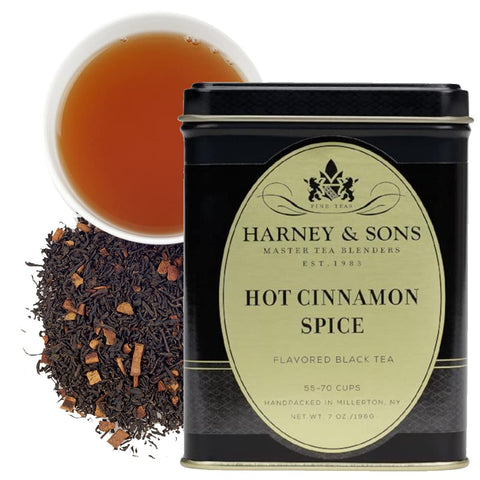 Harney & Sons Herbal Hot Cinnamon Spice Rooibos Tea Tin, 4 oz | Caffeine-free rooibos with cinnamon, orange peel, and cloves. No sugar added.