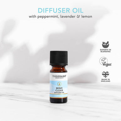 Tisserand Aromatherapy - Mind Clear Diffuser Oil - Peppermint, Lavender, Lemon - 100% Natural Pure Essential Oils - 9Ml