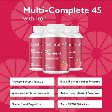 Celebrate Vitamins Multi-Complete Chewables, 45Mg Iron ÃƒÂ¢Ã¢â€šÂ¬Ã¢â‚¬Å“ Daily Bariatric Multivitamin For Sleeve Gastrectomy And Gastric Bypass Surgery Patients ÃƒÂ¢Ã¢â€šÂ¬Ã¢â‚¬Å“ Essential Vitamins & Minerals - Melon (60 Tablets)