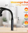 Massage Gun With Extension Handle - Percussion Massager Hammer For Back Neck Shoulders Waist Legs Pain Relief- Portable 10Mm Massage Gun Deep Tissue Massager W/ 4 Heads & 5 Speed Levels