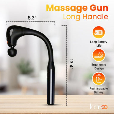 Massage Gun With Extension Handle - Percussion Massager Hammer For Back Neck Shoulders Waist Legs Pain Relief- Portable 10Mm Massage Gun Deep Tissue Massager W/ 4 Heads & 5 Speed Levels