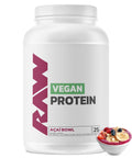 Raw Vegan Protein Powder Acai Bowl - 20G Of Plant-Based Protein Powder & Fortified With Vitamins For Muscle Growth & Recovery - Low-Fat Low Carb Naturally Flavored & Sweetened 25 Servings