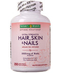 Nature's Bounty Hair Skin and Nails 5000 mcg of Biotin - 250 Coated Softgels Regular & Extra Strength