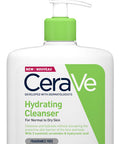 Cerave Hydrating Cleanser For Normal To Dry Skin 1 Litre With Hyaluronic Acid And 3 Essential Ceramides & Am Facial Moisturising Lotion Spf50 With Ceramides & Vitamin E For Normal To Dry Skin 52Ml