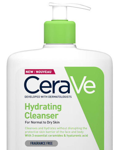 Cerave Hydrating Cleanser For Normal To Dry Skin 1 Litre With Hyaluronic Acid And 3 Essential Ceramides & Am Facial Moisturising Lotion Spf50 With Ceramides & Vitamin E For Normal To Dry Skin 52Ml