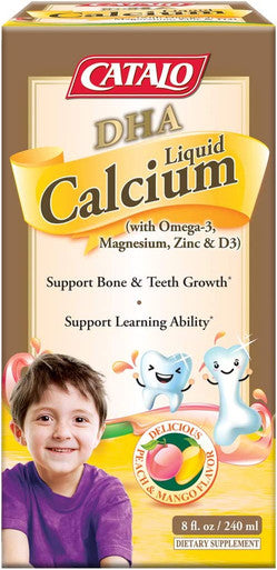 CATALO Childrens DHA Liquid Calcium with Magnesium Zinc Vitamin D3 C Highly absorbable MultiMinerals Boost Immunity Support Bone and Teeth Structure Peach and Mango Flavor 8 Fl Oz